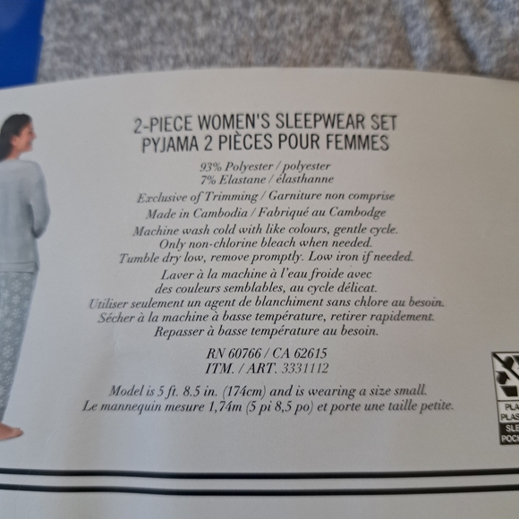 Nautica 2 Piece PJ Set Women's Large Gray White Print Fleece Loungewear Set NWT - Picture 7 of 9